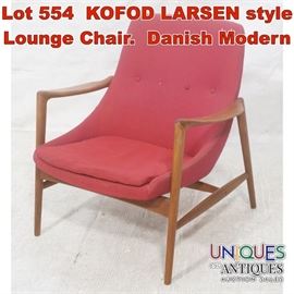 Lot 554 KOFOD LARSEN style Lounge Chair. Danish Modern 