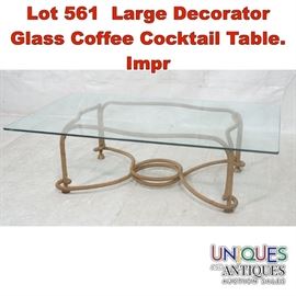 Lot 561 Large Decorator Glass Coffee Cocktail Table. Impr