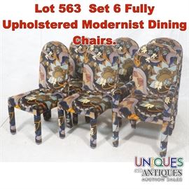 Lot 563 Set 6 Fully Upholstered Modernist Dining Chairs. 