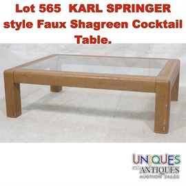 Lot 565 KARL SPRINGER style Faux Shagreen Cocktail Table.