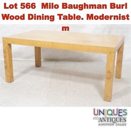 Lot 566 Milo Baughman Burl Wood Dining Table. Modernist m