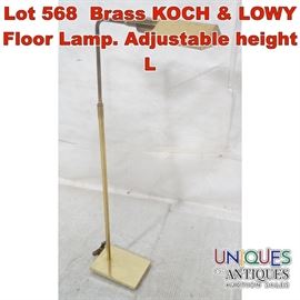 Lot 568 Brass KOCH  LOWY Floor Lamp. Adjustable height L