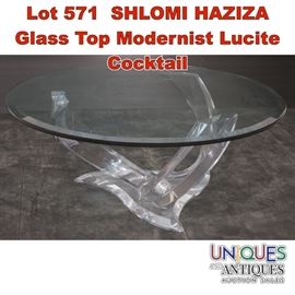 Lot 571 SHLOMI HAZIZA Glass Top Modernist Lucite Cocktail