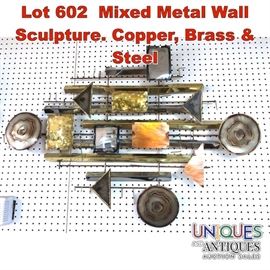Lot 602 Mixed Metal Wall Sculpture. Copper, Brass  Steel