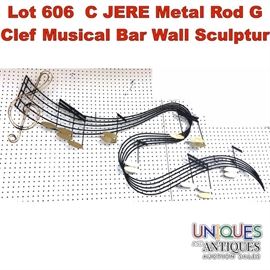 Lot 606 C JERE Metal Rod G Clef Musical Bar Wall Sculptur