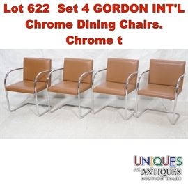 Lot 622 Set 4 GORDON INTL Chrome Dining Chairs. Chrome t