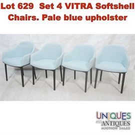 Lot 629 Set 4 VITRA Softshell Chairs. Pale blue upholster