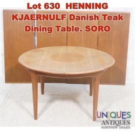 Lot 630 HENNING KJAERNULF Danish Teak Dining Table. SORO 
