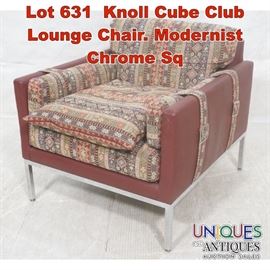 Lot 631 Knoll Cube Club Lounge Chair. Modernist Chrome Sq