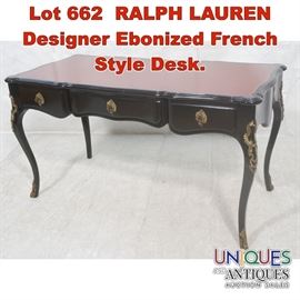 Lot 662 RALPH LAUREN Designer Ebonized French Style Desk.