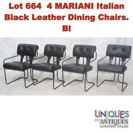 Lot 664 4 MARIANI Italian Black Leather Dining Chairs. Bl