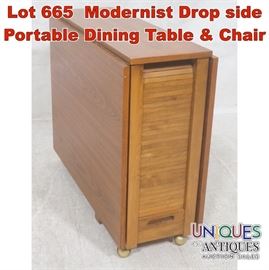 Lot 665 Modernist Drop side Portable Dining Table  Chair