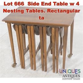 Lot 666 Side End Table w 4 Nesting Tables. Rectangular ta