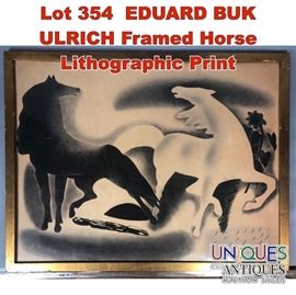 Lot 354 EDUARD BUK ULRICH Framed Horse Lithographic Print