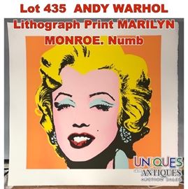 Lot 435 ANDY WARHOL Lithograph Print MARILYN MONROE. Numb