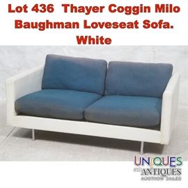 Lot 436 Thayer Coggin Milo Baughman Loveseat Sofa. White 