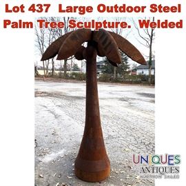 Lot 437 Large Outdoor Steel Palm Tree Sculpture. Welded 
