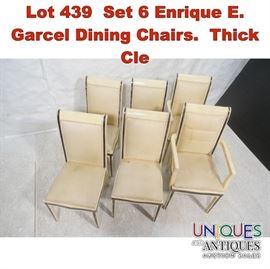 Lot 439 Set 6 Enrique E. Garcel Dining Chairs. Thick Cle