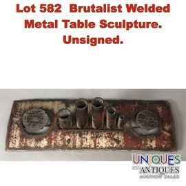 Lot 582 Brutalist Welded Metal Table Sculpture. Unsigned.