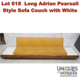 Lot 618 Long Adrian Pearsall Style Sofa Couch with White 