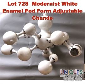 Lot 728 Modernist White Enamel Pod Form Adjustable Chande
