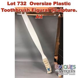 Lot 732 Oversize Plastic Toothbrush Figural Sculpture. Ad