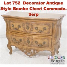 Lot 752 Decorator Antique Style Bombe Chest Commode. Serp