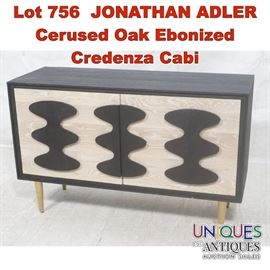 Lot 756 JONATHAN ADLER Cerused Oak Ebonized Credenza Cabi
