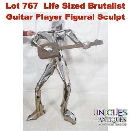 Lot 767 Life Sized Brutalist Guitar Player Figural Sculpt