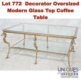 Lot 772 Decorator Oversized Modern Glass Top Coffee Table