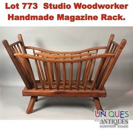 Lot 773 Studio Woodworker Handmade Magazine Rack. 