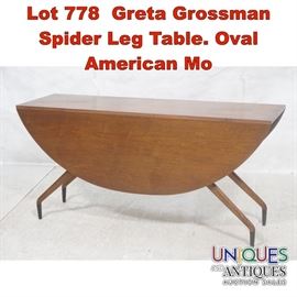 Lot 778 Greta Grossman Spider Leg Table. Oval American Mo