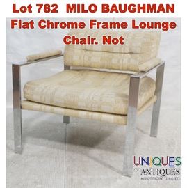 Lot 782 MILO BAUGHMAN Flat Chrome Frame Lounge Chair. Not
