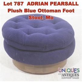 Lot 787 ADRIAN PEARSALL Plush Blue Ottoman Foot Stool. Mo