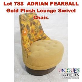 Lot 788 ADRIAN PEARSALL Gold Plush Lounge Swivel Chair. 