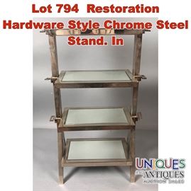 Lot 794 Restoration Hardware Style Chrome Steel Stand. In