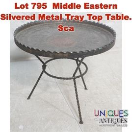 Lot 795 Middle Eastern Silvered Metal Tray Top Table. Sca