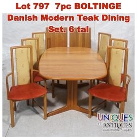 Lot 797 7pc BOLTINGE Danish Modern Teak Dining Set. 6 tal