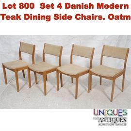 Lot 800 Set 4 Danish Modern Teak Dining Side Chairs. Oatm