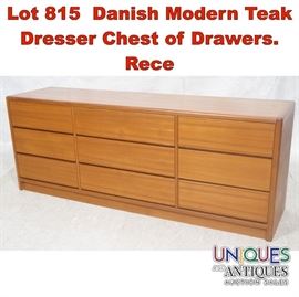 Lot 815 Danish Modern Teak Dresser Chest of Drawers. Rece