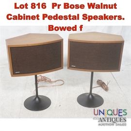 Lot 816 Pr Bose Walnut Cabinet Pedestal Speakers. Bowed f