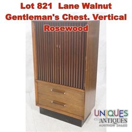 Lot 821 Lane Walnut Gentlemans Chest. Vertical Rosewood 