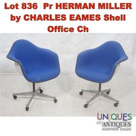 Lot 836 Pr HERMAN MILLER by CHARLES EAMES Shell Office Ch