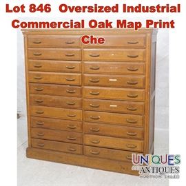 Lot 846 Oversized Industrial Commercial Oak Map Print Che
