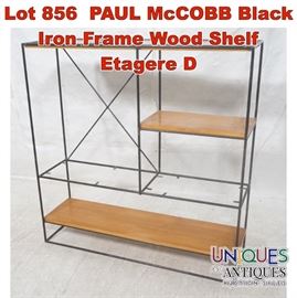 Lot 856 PAUL McCOBB Black Iron Frame Wood Shelf Etagere D