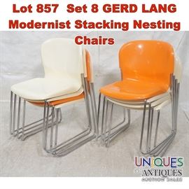 Lot 857 Set 8 GERD LANG Modernist Stacking Nesting Chairs