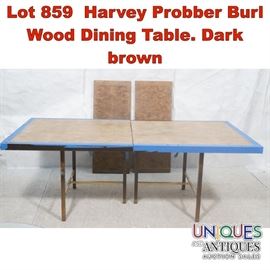 Lot 859 Harvey Probber Burl Wood Dining Table. Dark brown