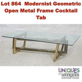 Lot 864 Modernist Geometric Open Metal Frame Cocktail Tab