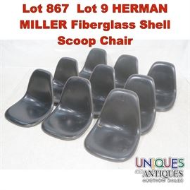 Lot 867 Lot 9 HERMAN MILLER Fiberglass Shell Scoop Chair 