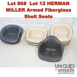 Lot 868 Lot 12 HERMAN MILLER Armed Fiberglass Shell Seats
